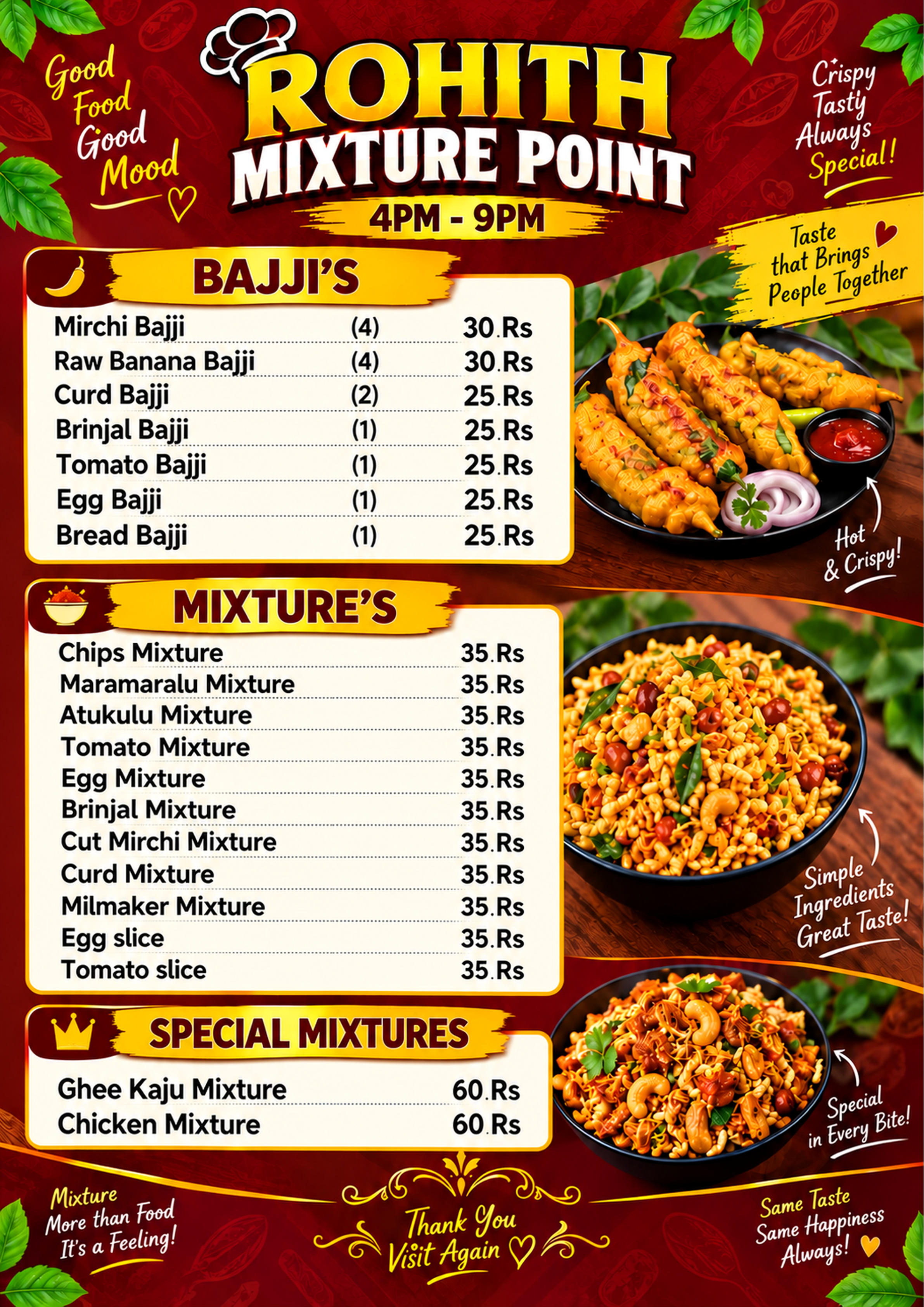 Rohith Mixture Point Menu